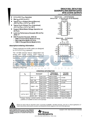 SN74LV126A datasheet - QUADRUPLE BUS BUFFER GATES WITH 3 STATE OUTPUTS