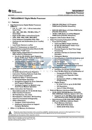 TMS320DM6437ZDU4 datasheet - Digital Media Processor