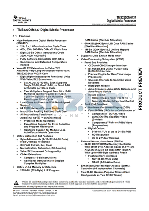 TMS320DM6437ZDU5 datasheet - Digital Media Processor