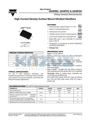 UH4PDC-E3/86A datasheet - High Current Density Surface Mount Ultrafast Rectifiers