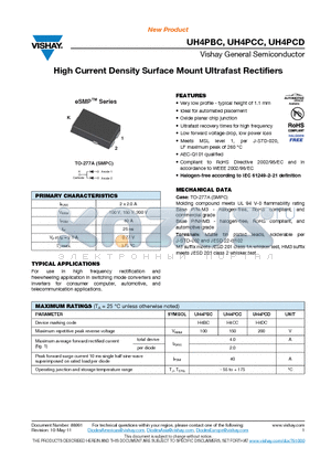 UH4PDC-M3-87A datasheet - High Current Density Surface Mount Ultrafast Rectifiers