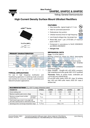 UH4PDC datasheet - High Current Density Surface Mount Ultrafast Rectifiers