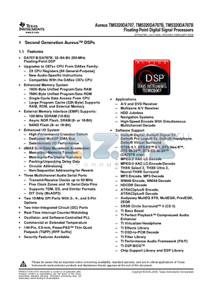 TMS320DA707B datasheet - Floating-Point Digital Signal Processors