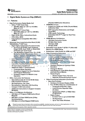 TMS320DM6441ZWT datasheet - Digital Media System-on-Chip