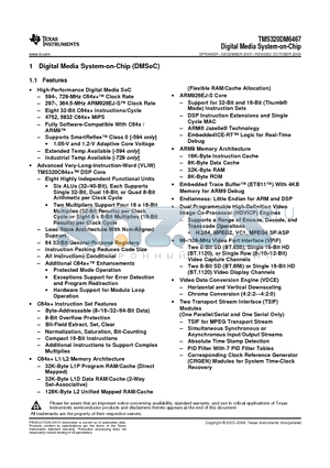 TMS320DM6467CZUT datasheet - Digital Media System-on-Chip