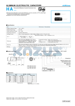 UHA1E2R2KHD datasheet - ALUMINUM ELECTROLYTIC CAPACITORS