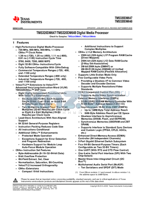 TMS320DM647 datasheet - Digital Media Processor