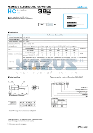 UHC0J331MPD datasheet - ALUMINUM ELECTROLYTIC CAPACITORS