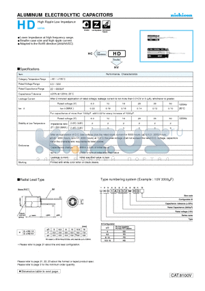 UHD0J152MHD datasheet - ALUMINUM ELECTROLYTIC CAPACITORS