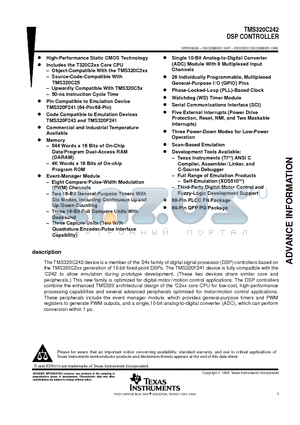 TMS320F241PG datasheet - DSP CONTROLLER