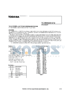 TC55BS8128J-12 datasheet - 131072 WORD X 8 BIT SYNCHRONOUS STATIC RAM