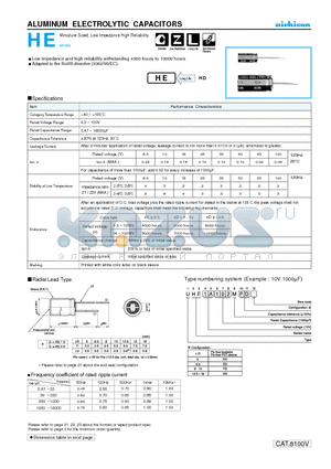 UHE0J272 datasheet - ALUMINUM ELECTROLYTIC CAPACITORS