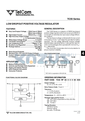 TC55RP2101EZB datasheet - LOW DROPOUT POSITIVE VOLTAGE REGULATOR