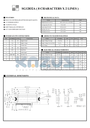 SG12832A datasheet - BUILT-IN CONTROLLER (ST7920 OR EQUIVALENT)