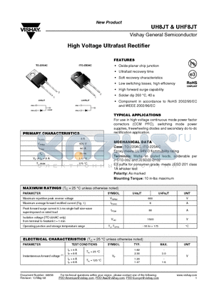 UHF8JT-E3-45 datasheet - High Voltage Ultrafast Rectifier