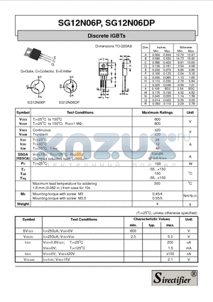 SG12N06P datasheet - Discrete IGBTs