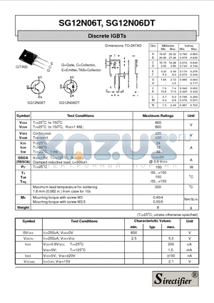 SG12N06T datasheet - Discrete IGBTs