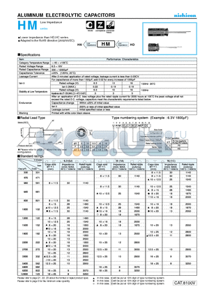 UHM0J182MPD datasheet - ALUMINUM ELECTROLYTIC CAPACITORS