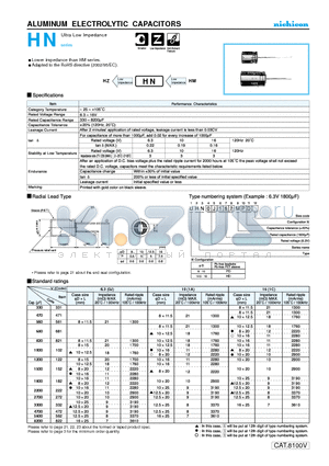 UHN0J182MPD datasheet - ALUMINUM ELECTROLYTIC CAPACITORS