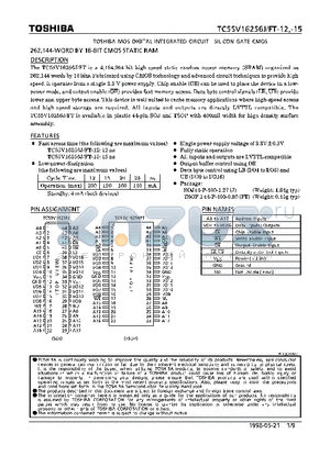 TC55V16256J datasheet - 262,144-WORD BY 16-BIT CMOS STATIC RAM