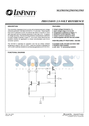 SG1503Y/883B datasheet - PRECISION 2.5-VOLT REFERENCE