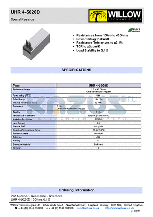 UHR4-5020D10OHMS datasheet - Special Resistors