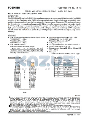 TC55V1664FT-15 datasheet - 65,536-WORD BY 16-BIT CMOS STATIC RAM