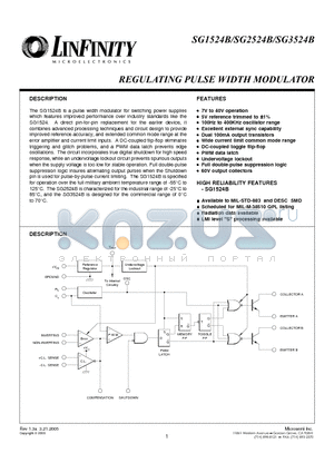 SG1524BL datasheet - REGULATING PULSE WIDTH MODULATOR