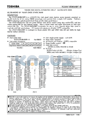 TC55V1664BJ-8 datasheet - 65,536-WORD BY 16-BIT CMOS STATIC RAM