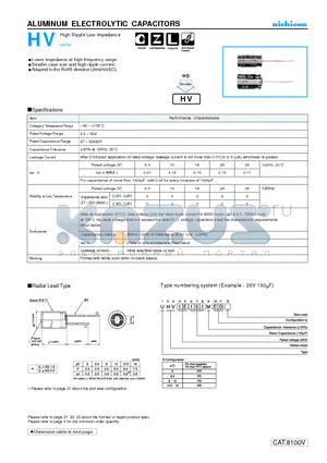 UHV0J182MED datasheet - ALUMINUM ELECTROLYTIC CAPACITORS