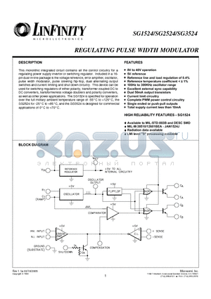 SG1524J/883B datasheet - REGULATING PULSE WIDTH MODULATOR