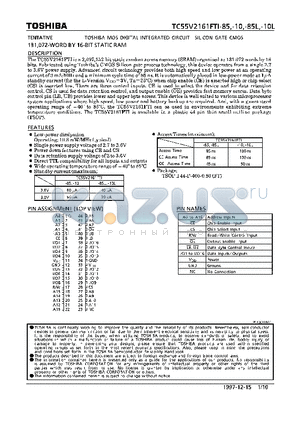 TC55V2161FTI-10 datasheet - 131,072 WORD BY 16 BIT STATIC RAM