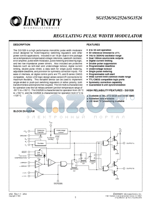 SG1526J datasheet - REGULATING PULSE WIDTH MODULATOR