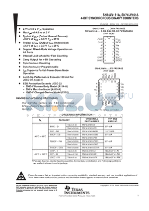 SN74LV161ADBR datasheet - 4-BIT SYNCHRONOUS BINARY COUNTERS