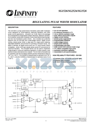 SG1526J/883B datasheet - REGULATING PULSE WIDTH MODULATOR