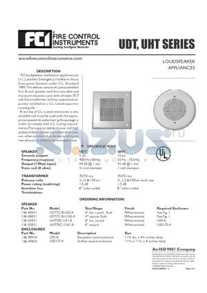 UHT70C-U161-8 datasheet - LOUDSPEAKER APPLIANCES