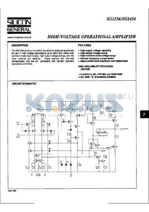 SG1536 datasheet - HIGH-VOLTAGE OPERATIONAL AMPLIFIER