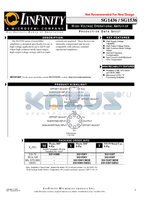 SG1536 datasheet - HIGH-VOLTAGE OPERATIONAL AMPLIFIER