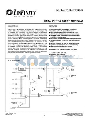 SG1548 datasheet - QUAD POWER FAULT MONITOR