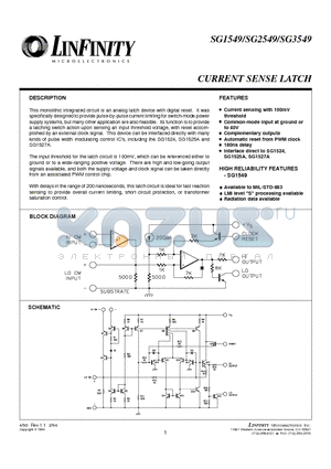 SG1549Y/883B datasheet - CURRENT SENSE LATCH