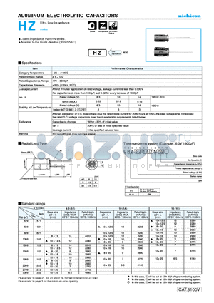 UHZ0J102MPM datasheet - ALUMINUM ELECTROLYTIC CAPACITORS