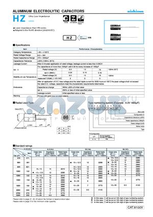 UHZ1A332MPM datasheet - ALUMINUM ELECTROLYTIC CAPACITORS