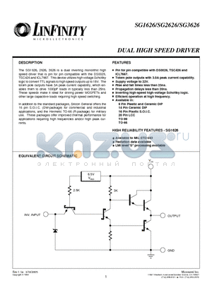 SG1626J datasheet - DUAL HIGH SPEED DRIVER