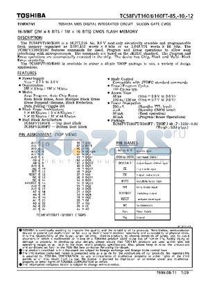 TC58FVB160FT-12 datasheet - 16-MBIT (2M x 8 BITS/1M x 16 BITS) CMOS FLASH MIMORY