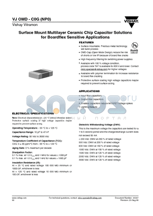 VJ1808A560 datasheet - Surface Mount Multilayer Ceramic Chip Capacitor Solutions