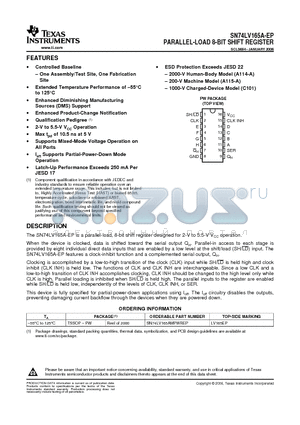 SN74LV165A-EP datasheet - PARALLEL-LOAD 8-BIT SHIFT REGISTER