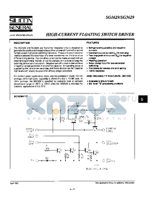 SG1629 datasheet - HIGH CURRENT FLOATING SWITCH DRIVER