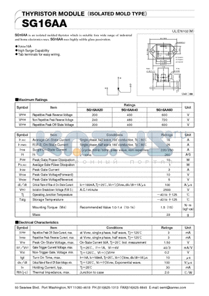 SG16AA20 datasheet - THYRISTOR MODULE (ISOLATED MOLD TYPE)