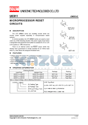 UIC811G-X-AE2-R datasheet - MICROPROCESSOR RESET CIRCUITS