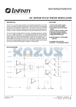 SG1731J datasheet - DC MOTOR PULSE WIDTH MODULATOR